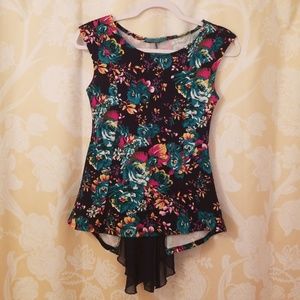 Navy floral blouse